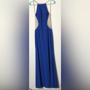 ANNY LEE AB Crystal Rhinestone Mesh sides and straps Dress blue S